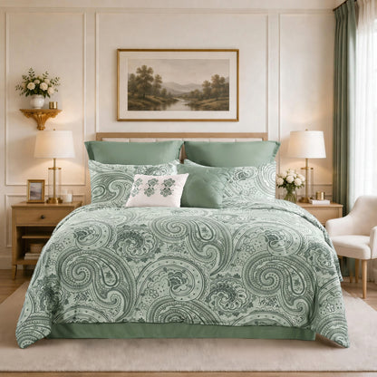 Kamira Cotton Paisley Floral Reversible Comforter Set