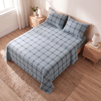 Cotton Flannel Sheet Set, 100% Cotton Bed Sheets Set with Deep Pocket