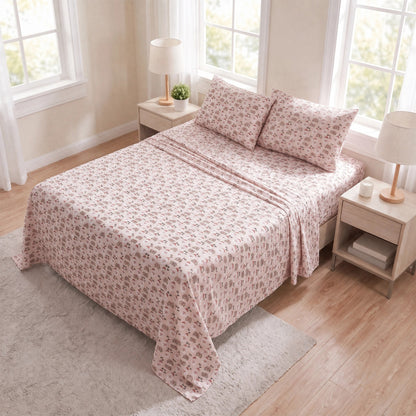 Cotton Flannel Sheet Set, 100% Cotton Bed Sheets Set with Deep Pocket