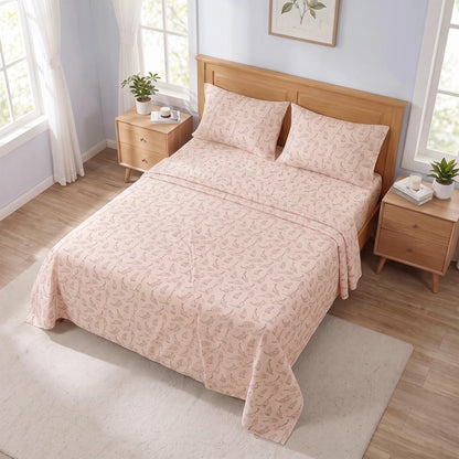 Cotton Flannel Sheet Set, 100% Cotton Bed Sheets Set with Deep Pocket