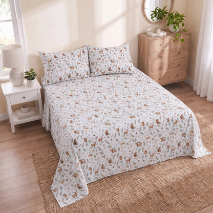 Cotton Flannel Sheet Set, 100% Cotton Bed Sheets Set with Deep Pocket