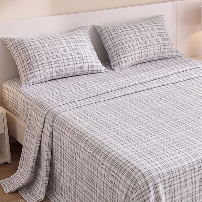 Cotton Flannel Sheet Set, 100% Cotton Bed Sheets Set with Deep Pocket