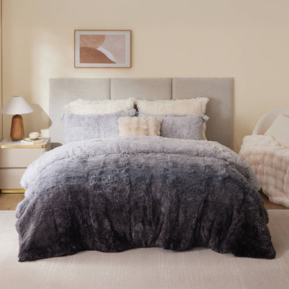 Ombre Shaggy Long Fur Comforter Mini Set