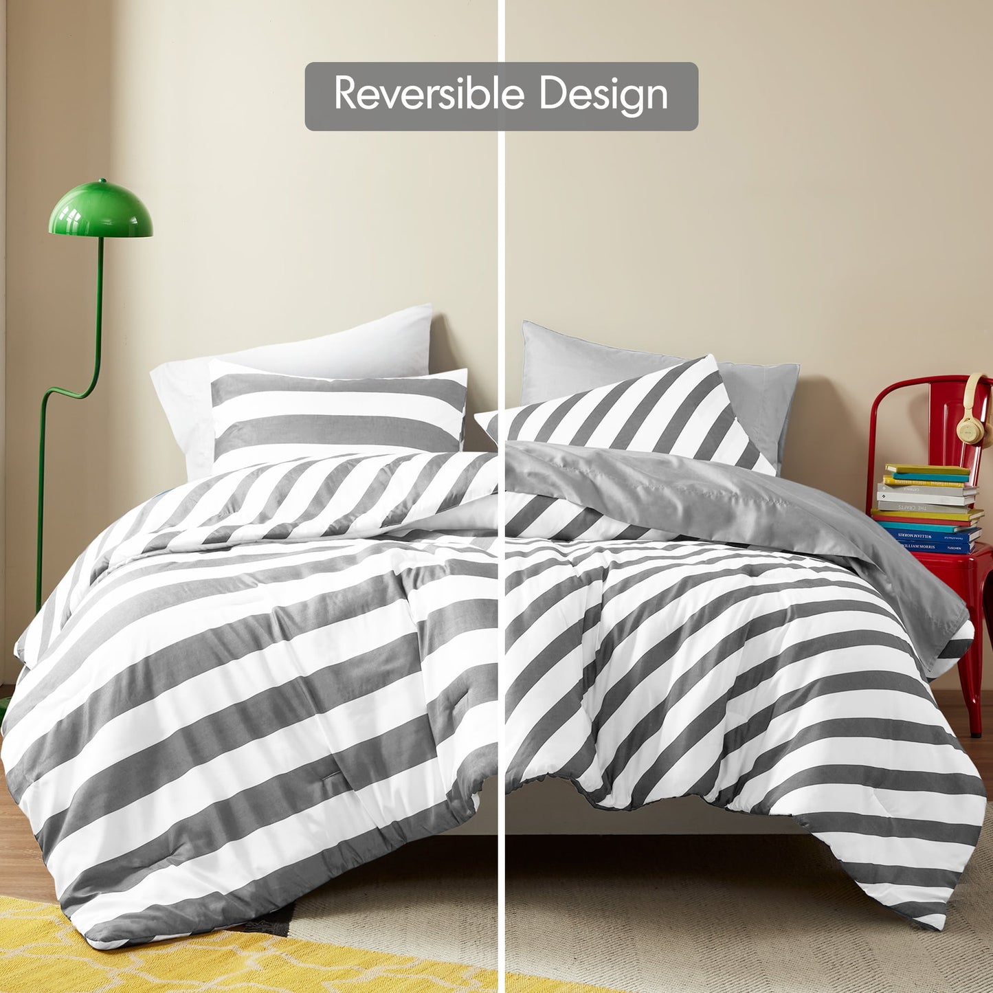 Textured Stripe Print Bedding Comforter Set