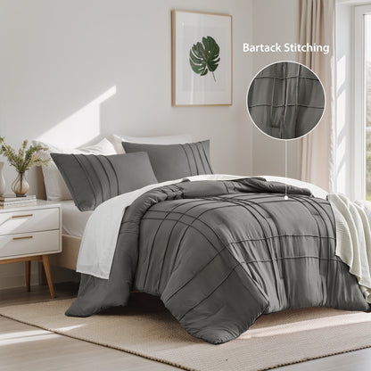 Soft Washed Pleated Comforter Set