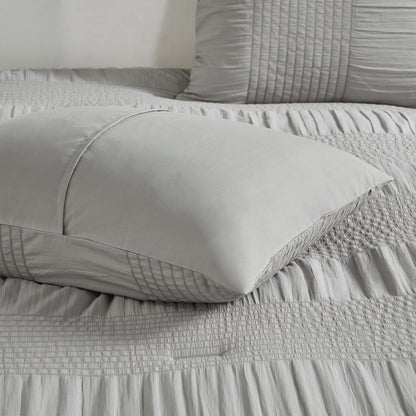 7-Piece Comforter Set with Bed Sheets, Grey