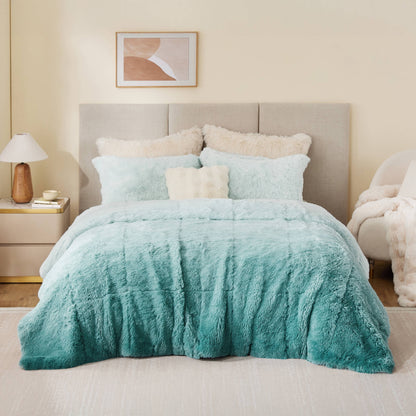 Ombre Shaggy Long Fur Comforter Mini Set