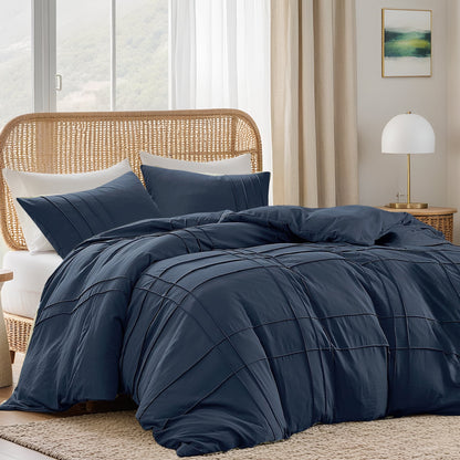 Soft Washed Pleated Duvet Cover Set
