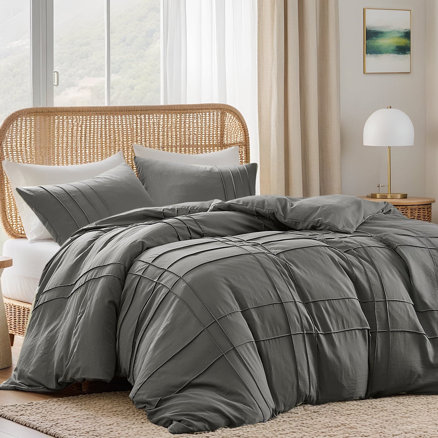 Soft Washed Pleated Duvet Cover Set