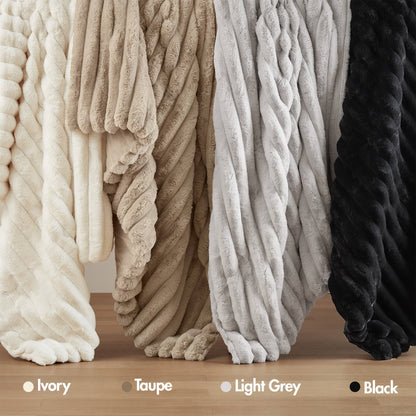 Faux Fur Fluffy Ribbed Bedding Comforter Set