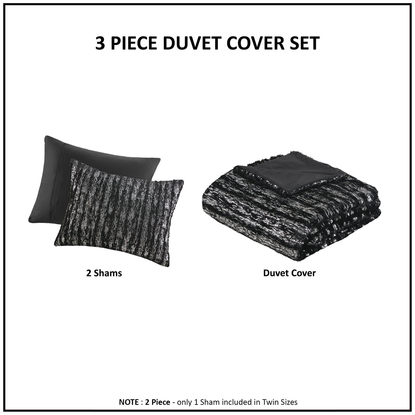 Metallic Print Faux Fur Duvet Cover Set