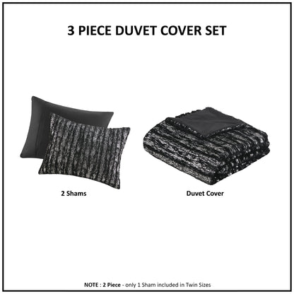 Metallic Print Faux Fur Duvet Cover Set