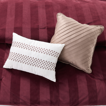 Velvet Woven Striped Reversible Comforter Set with Decorative Pillows and Shams