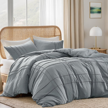 Soft Washed Pleated Duvet Cover Set
