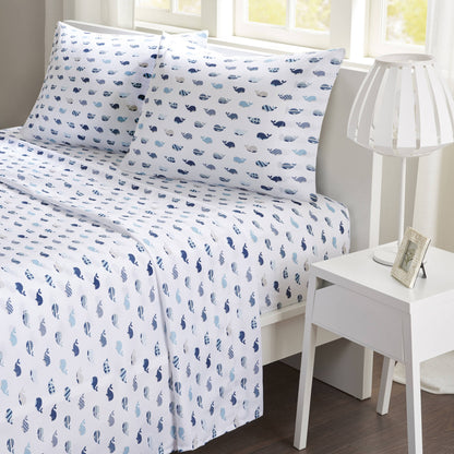 Teen Ultra Soft Printed Microfiber Sheet Set, Blue Whales