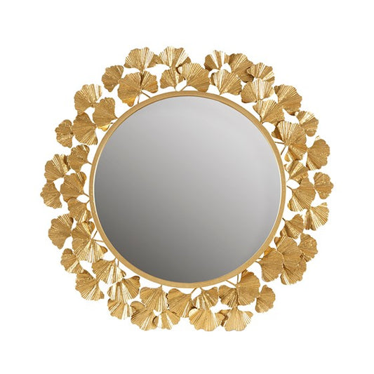 Gingko Leaf Round Wall Mirror 30.5