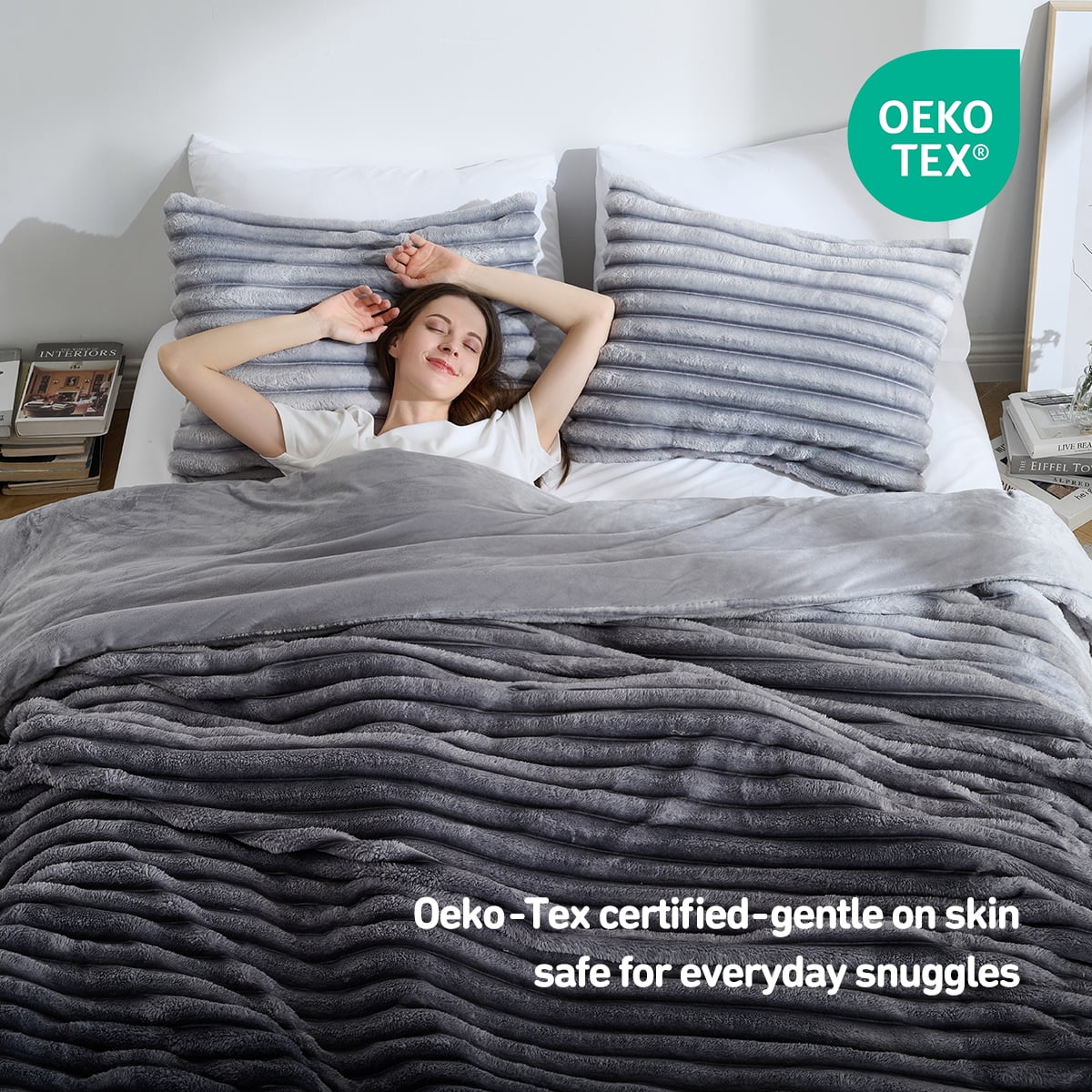 Fluffy Ribbed Plush Comforter Bedding Set