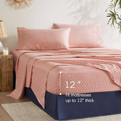 Bed in a Bag Navy/Orange Bedding Sets with Sheets, Bed Skirt for College Dorm
