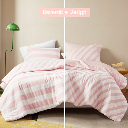 Textured Stripe Print Comforter Mini Set