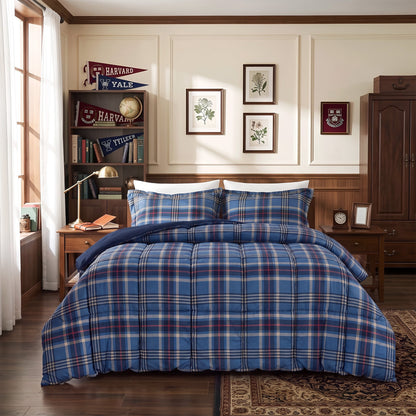 Harrison Plaid Reversible Comforter Bed Set with Pillow Shams