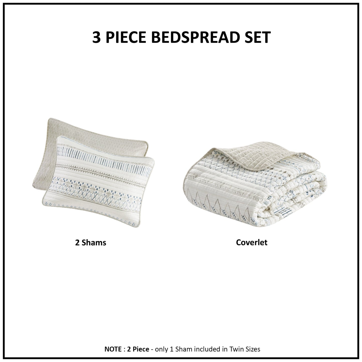 3 Piece Printed Microfiber Seersucker Quilt Set