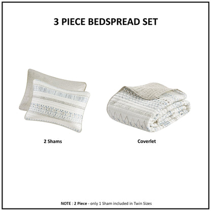 3 Piece Printed Microfiber Seersucker Quilt Set