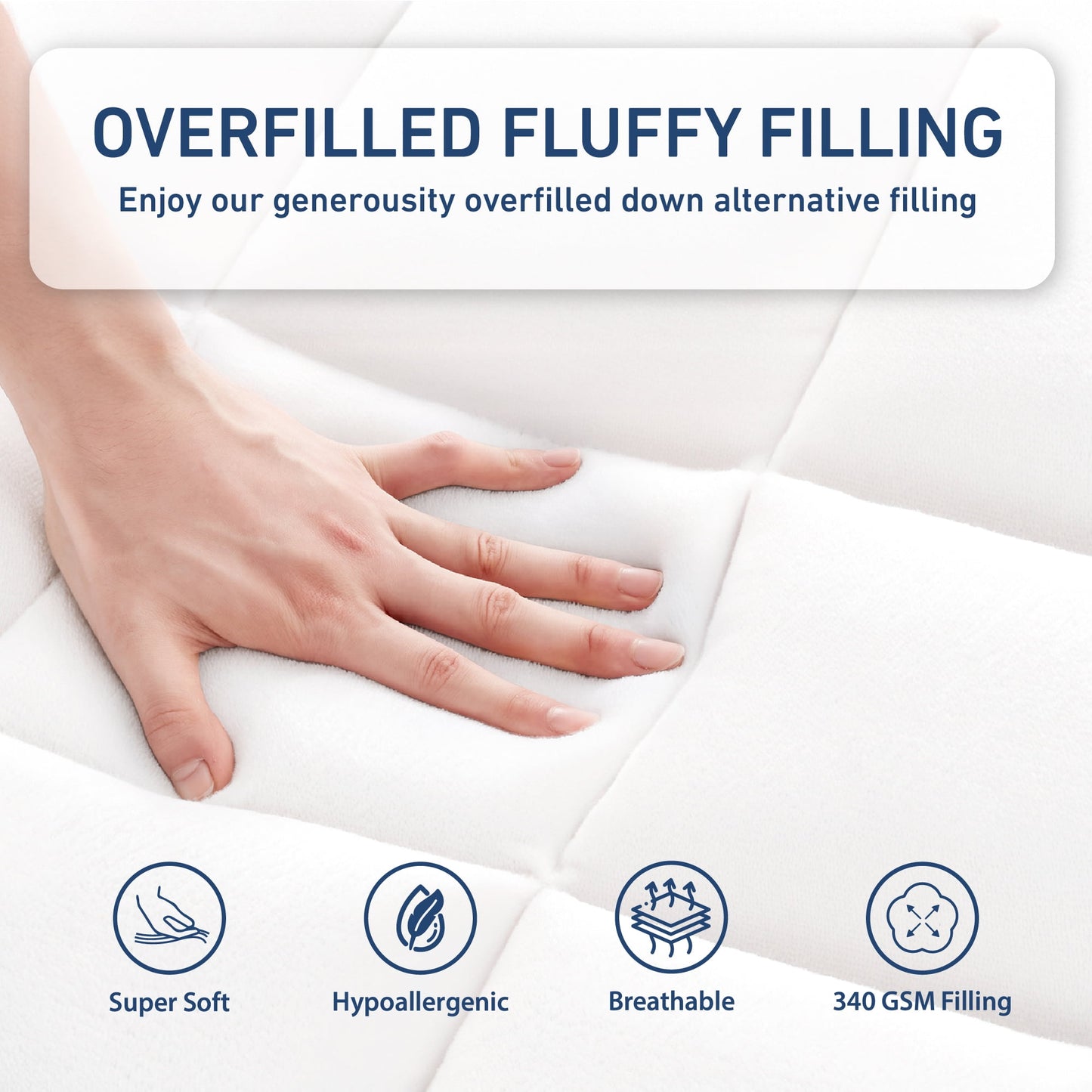 White Quilted Fitted Mattress Pad Cover with Deep Pocket, Waterproof Mattress Protector, Cloud Soft Down Alternative Mattress Cover, Machine Washable