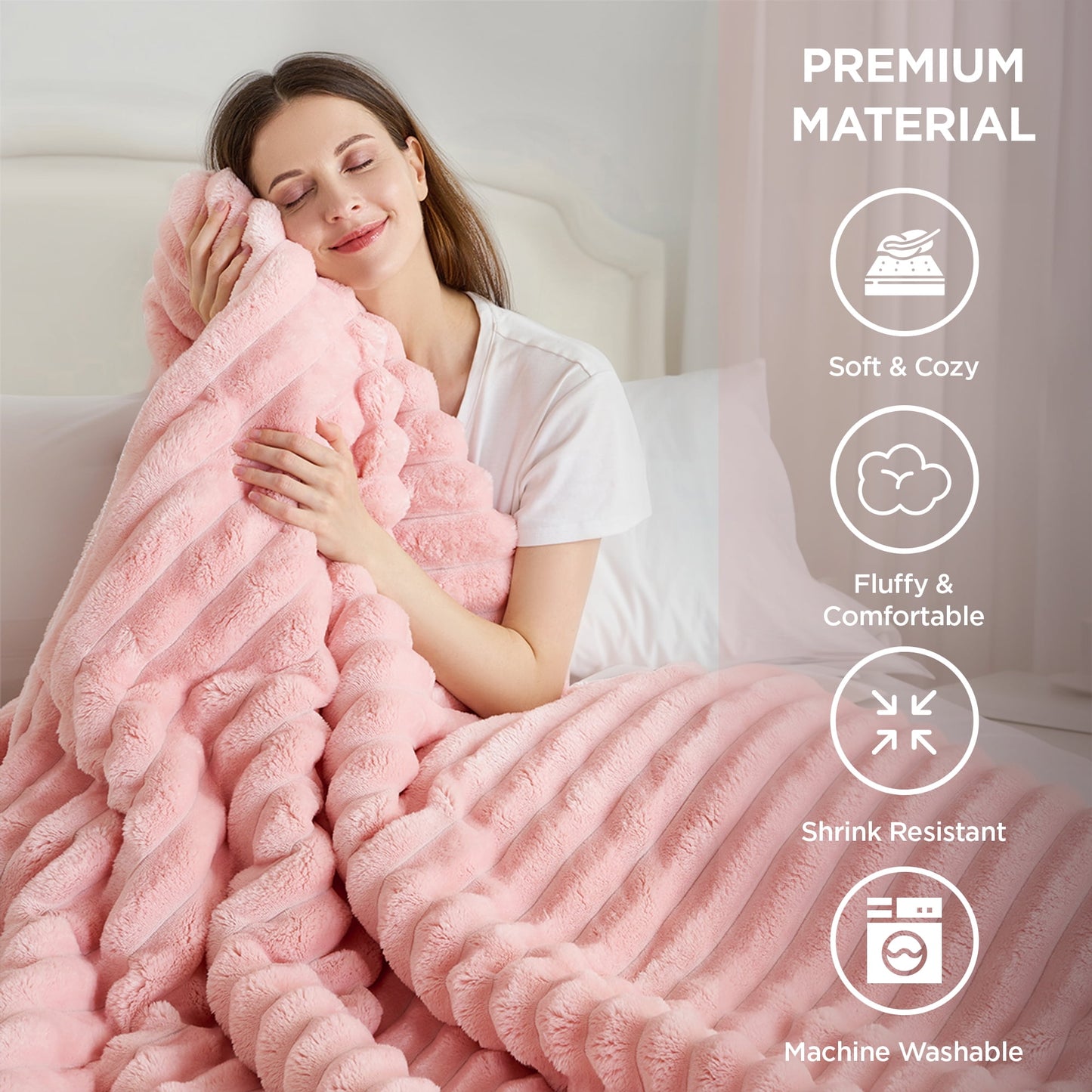 Fluffy Ribbed Plush Comforter Bedding Set
