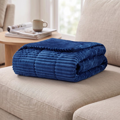 Parker Oversized Fuzzy Ribbed Plush Down Alternative Filled Throw Blanket