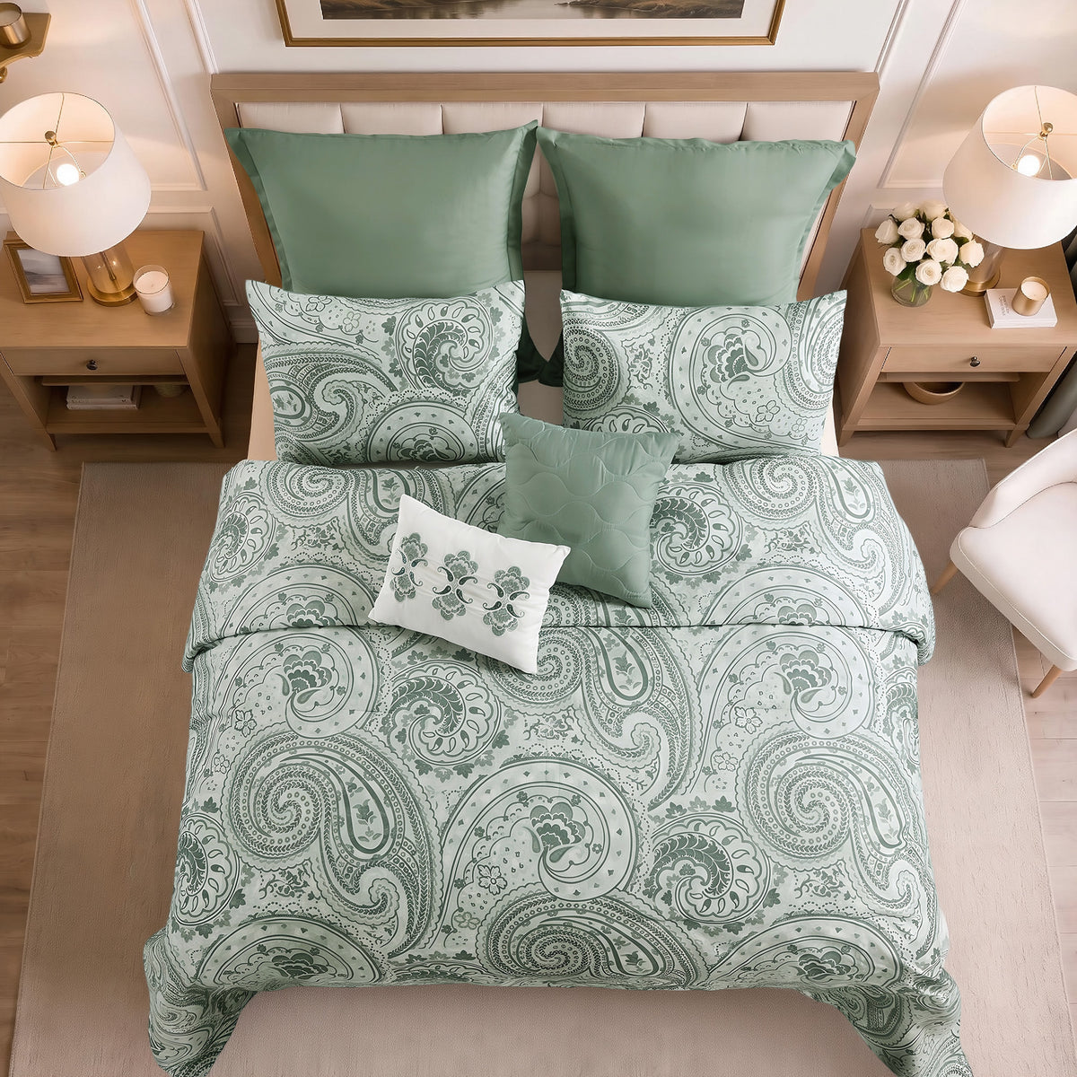 Kamira Cotton Paisley Floral Reversible Comforter Set