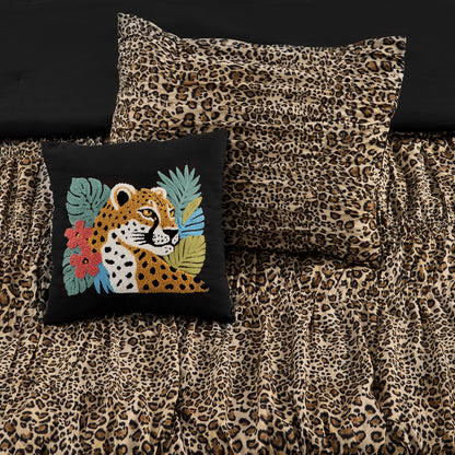 Brown Animal Print Comforter Set, Luxury Bedding Set, Comforter with Decorative Pillow