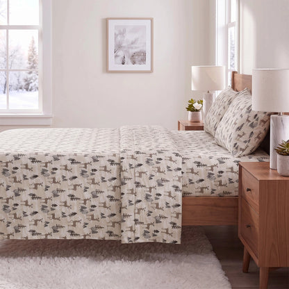 Cotton Flannel Sheet Set, 100% Cotton Bed Sheets Set with Deep Pocket