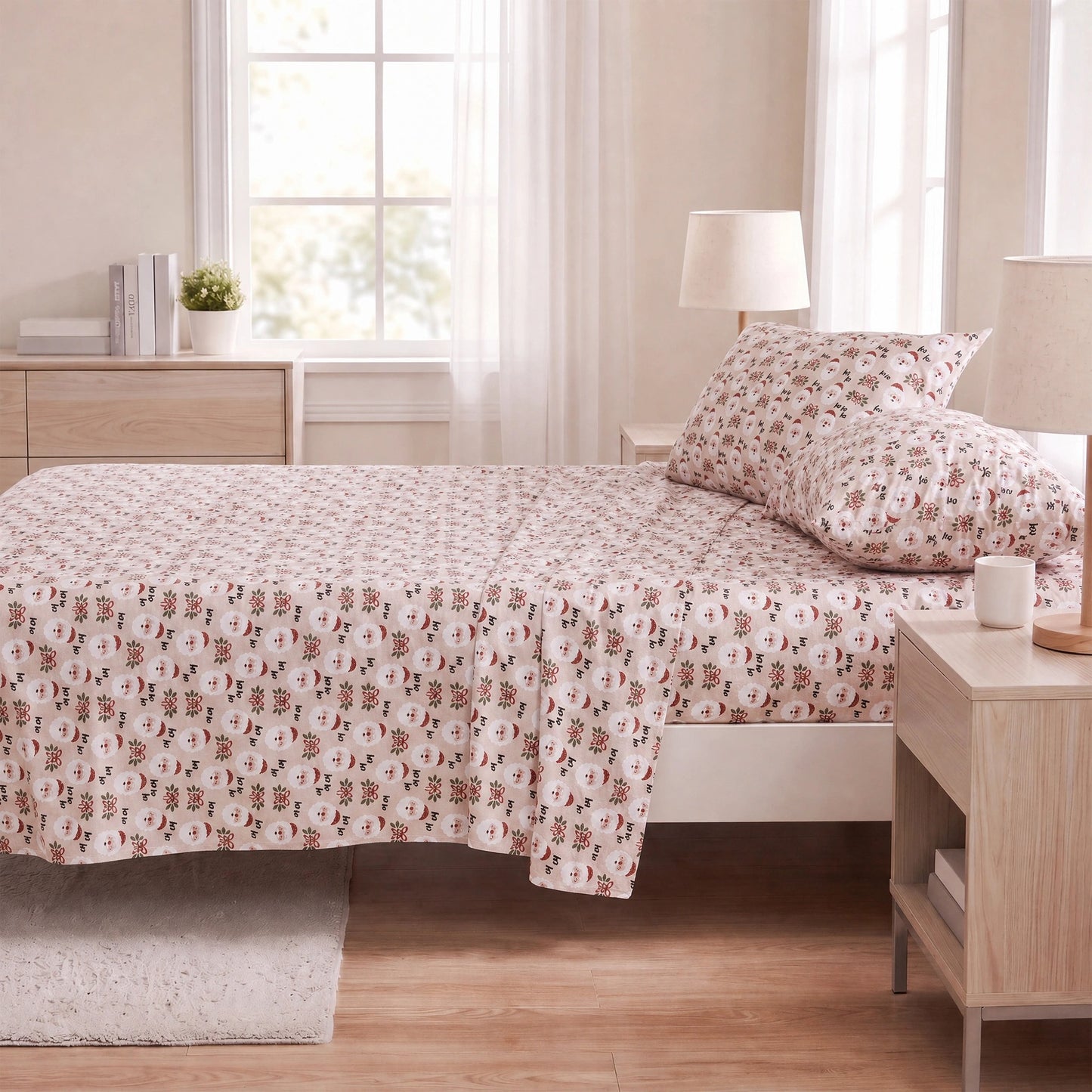 Cotton Flannel Sheet Set, 100% Cotton Bed Sheets Set with Deep Pocket