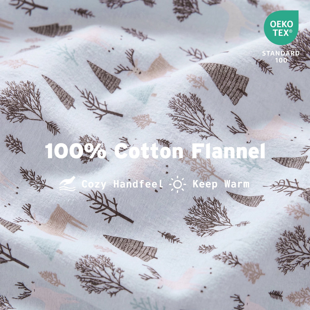 Cotton Flannel Sheet Set, 100% Cotton Bed Sheets Set with Deep Pocket