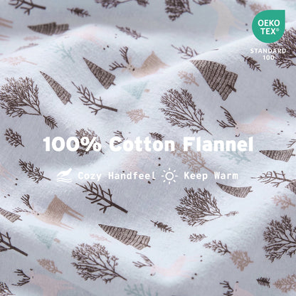 Cotton Flannel Sheet Set, 100% Cotton Bed Sheets Set with Deep Pocket