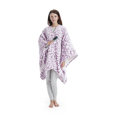 Heated Berber Wrap Damask Sherpa Snuggle Electric Throw Blanket