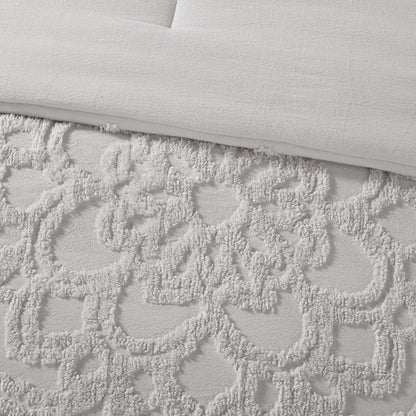 3 Piece Cotton Chenille Comforter Set