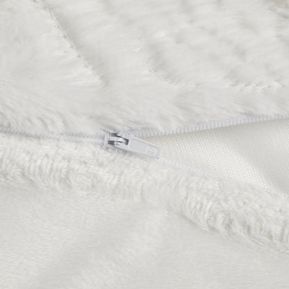 Full/Queen Embroidered Faux Fur Ultra Plush Duvet Cover Set - Ivory