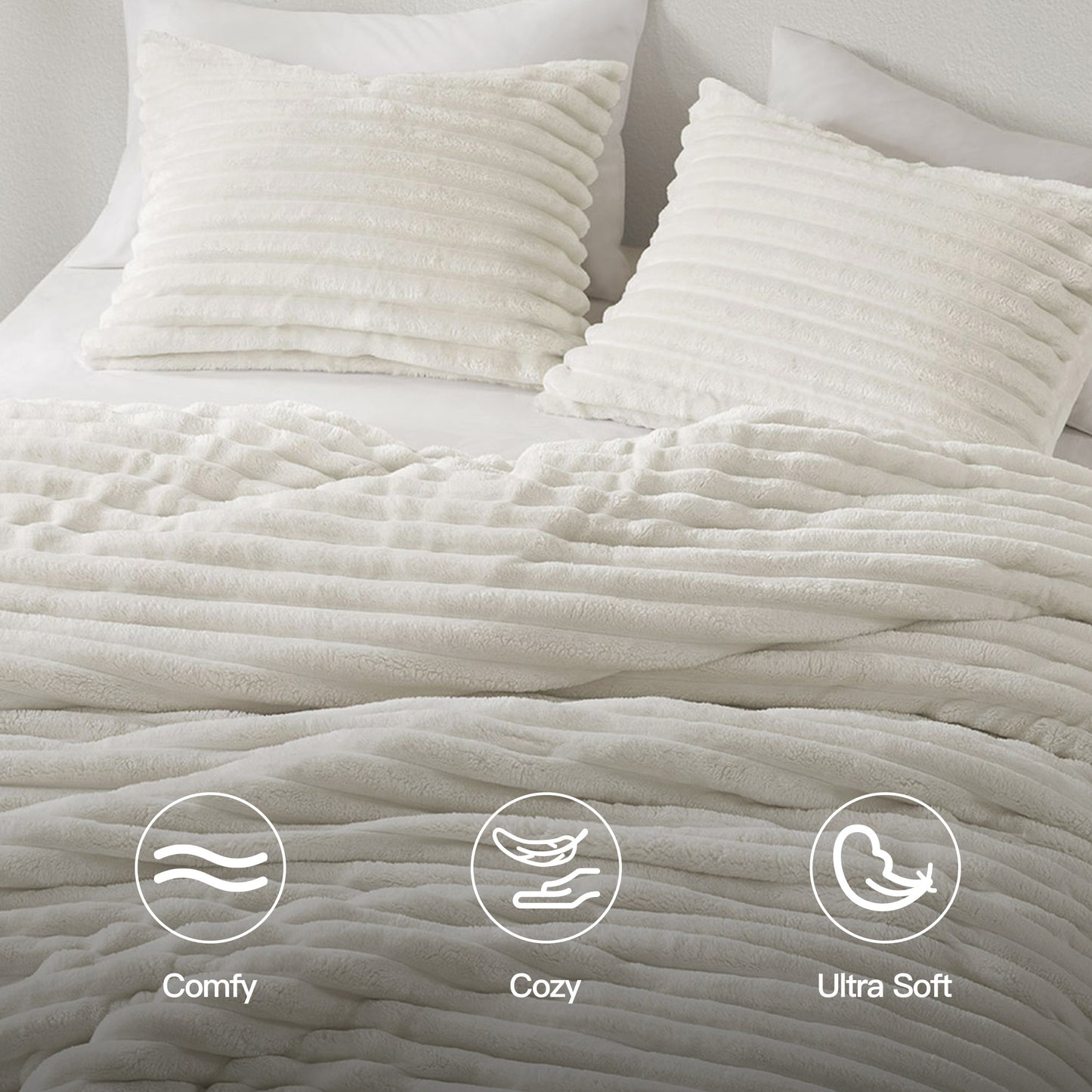 Fluffy Ribbed Plush Comforter Set