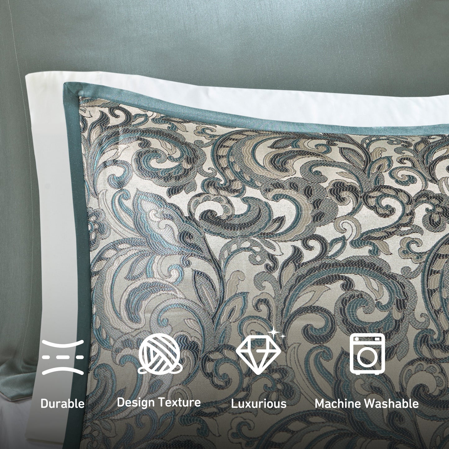Jacquard Comforter Set with Bedskirt and Decor Pillows