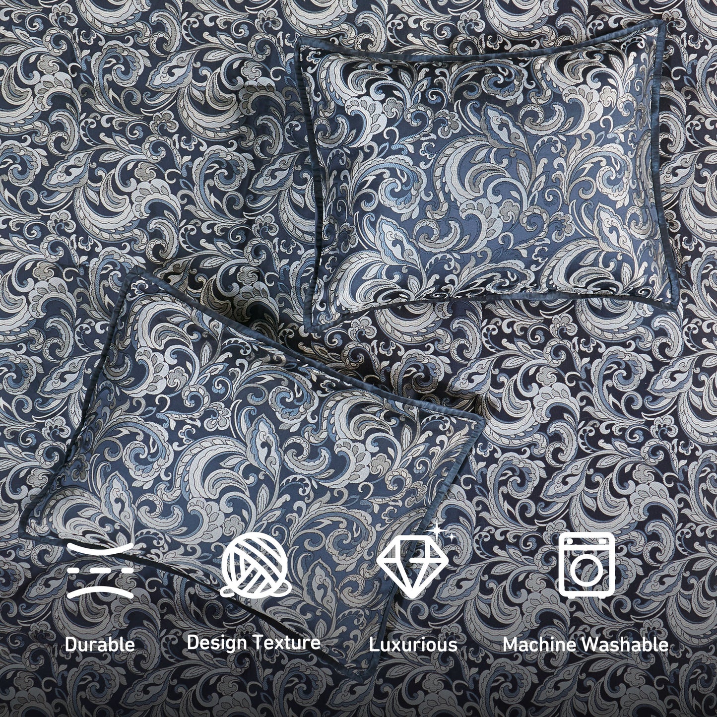 Jacquard Comforter Set with Bedskirt and Decor Pillows