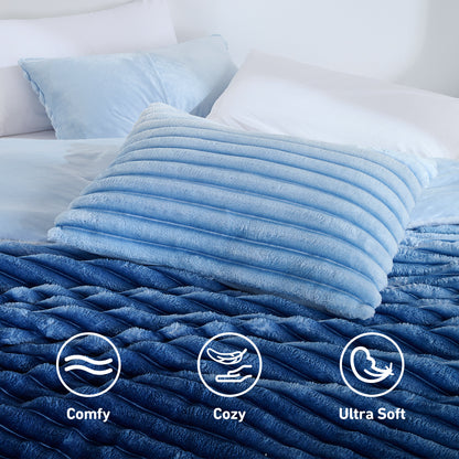 Fluffy Ribbed Plush Comforter Set