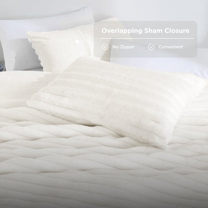 Fluffy Ribbed Plush Comforter Bedding Set