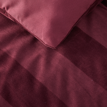 Velvet Woven Striped Reversible Comforter Set with Decorative Pillows and Shams
