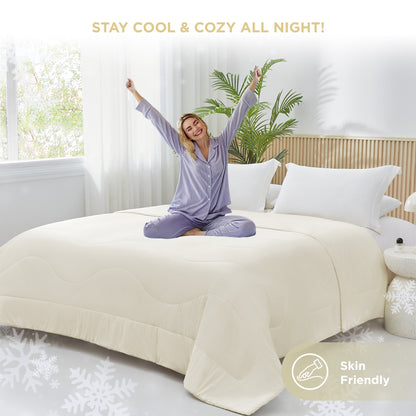 Cooling Comforter, Cooling Blanket for Hot Sleepers, Silky Smooth Summer Comforter