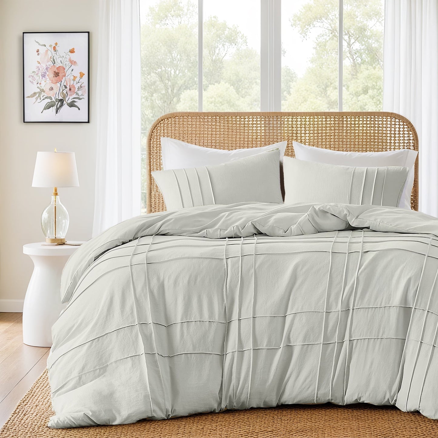 Soft Washed Pleated Duvet Cover Set