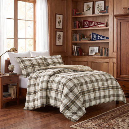 Harrison Plaid Reversible Comforter Bed Set with Pillow Shams