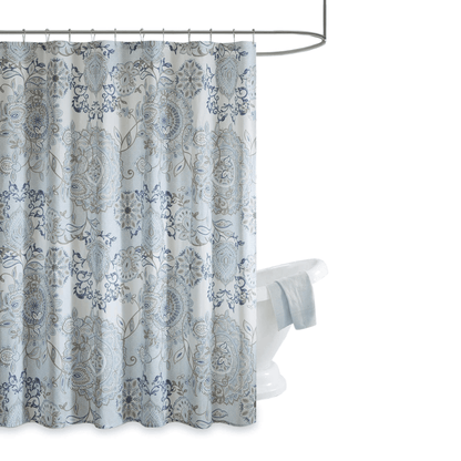 Shower Curtain Cotton Floral Shower Curtain Bohemian Bath Curtains Decor with 12 Button Holes