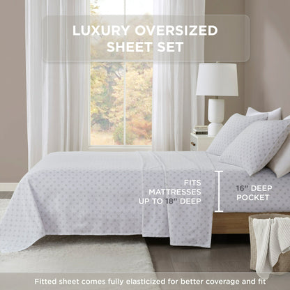 Sheet Set 100% Cotton Flannel Oversized Bed Sheets with Deep Pocket