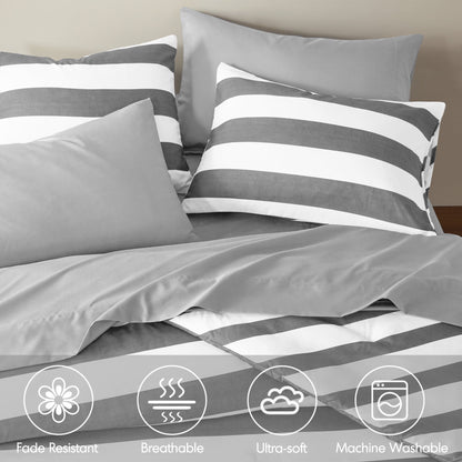 Textured Stripe Print Bedding Comforter Set